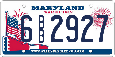 MD license plate 6BB2927