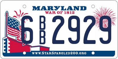 MD license plate 6BB2929