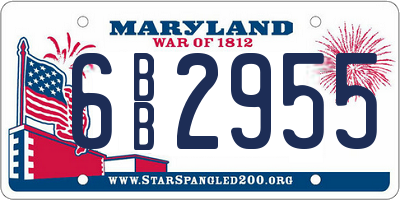 MD license plate 6BB2955