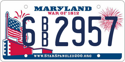 MD license plate 6BB2957