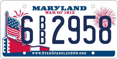 MD license plate 6BB2958