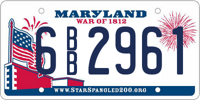 MD license plate 6BB2961