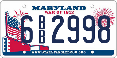 MD license plate 6BB2998
