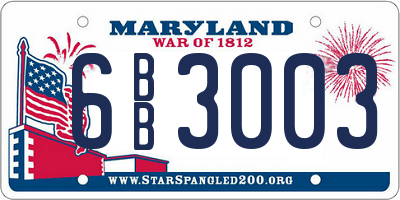 MD license plate 6BB3003
