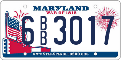 MD license plate 6BB3017