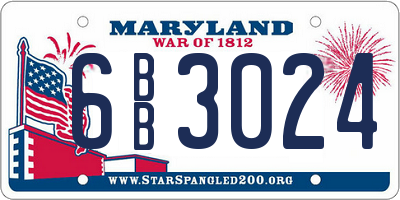 MD license plate 6BB3024