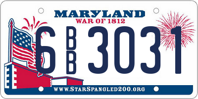 MD license plate 6BB3031