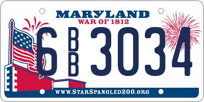 MD license plate 6BB3034