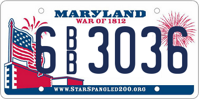MD license plate 6BB3036