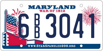 MD license plate 6BB3041