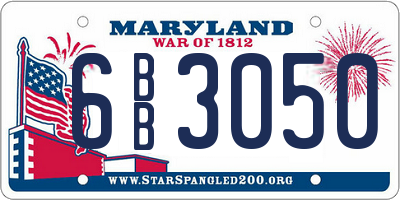 MD license plate 6BB3050