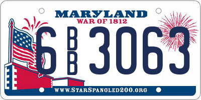 MD license plate 6BB3063