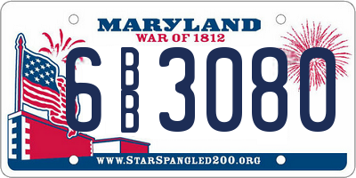 MD license plate 6BB3080