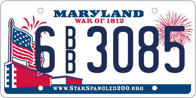 MD license plate 6BB3085