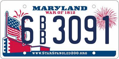 MD license plate 6BB3091