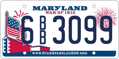 MD license plate 6BB3099