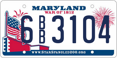 MD license plate 6BB3104