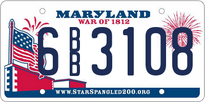 MD license plate 6BB3108