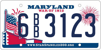 MD license plate 6BB3123
