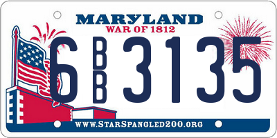 MD license plate 6BB3135