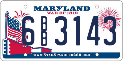 MD license plate 6BB3143