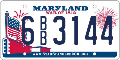MD license plate 6BB3144