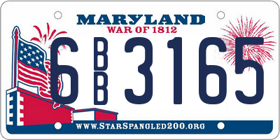 MD license plate 6BB3165