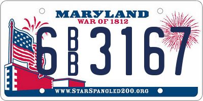 MD license plate 6BB3167