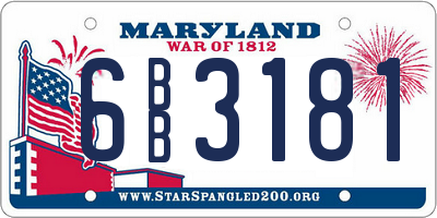 MD license plate 6BB3181