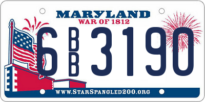 MD license plate 6BB3190