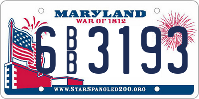 MD license plate 6BB3193