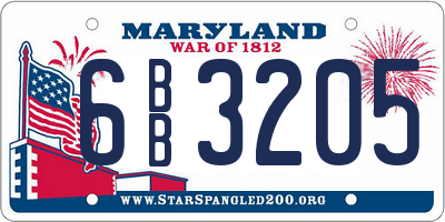 MD license plate 6BB3205