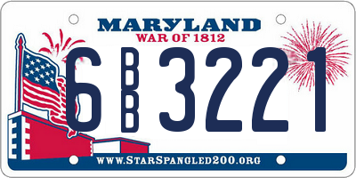 MD license plate 6BB3221