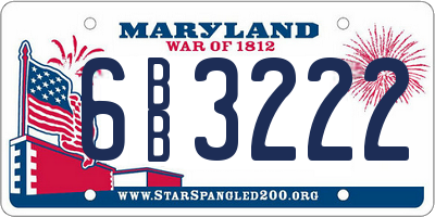 MD license plate 6BB3222