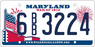MD license plate 6BB3224