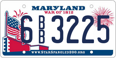 MD license plate 6BB3225