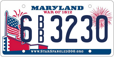 MD license plate 6BB3230