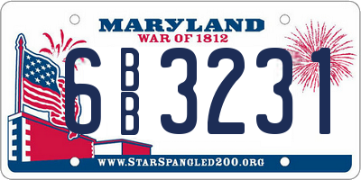 MD license plate 6BB3231