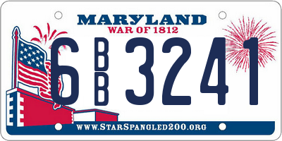MD license plate 6BB3241