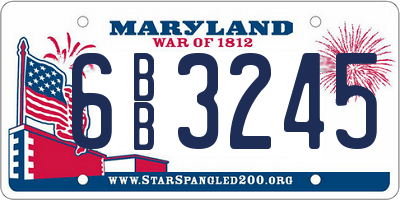 MD license plate 6BB3245