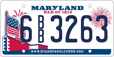 MD license plate 6BB3263
