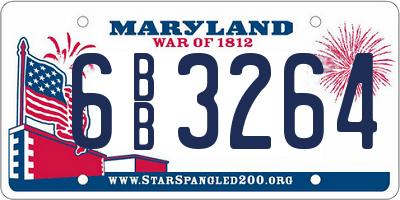 MD license plate 6BB3264
