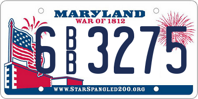 MD license plate 6BB3275
