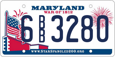 MD license plate 6BB3280