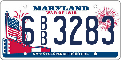 MD license plate 6BB3283