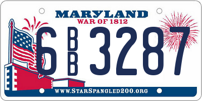 MD license plate 6BB3287