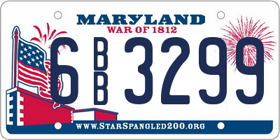 MD license plate 6BB3299