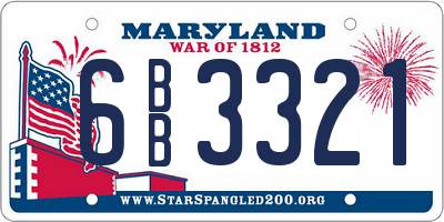MD license plate 6BB3321