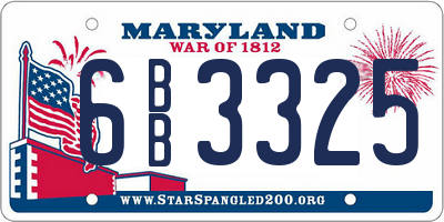 MD license plate 6BB3325