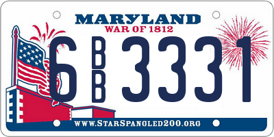 MD license plate 6BB3331